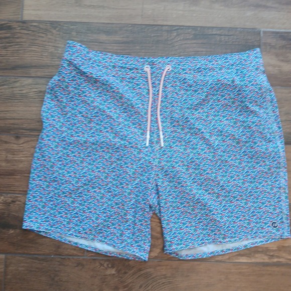 Johnnie-O Swim Trunks Mens XXL 2XL Fish Print AOP Red Fin Blue‎ Fin Beach Surf - Picture 1 of 11
